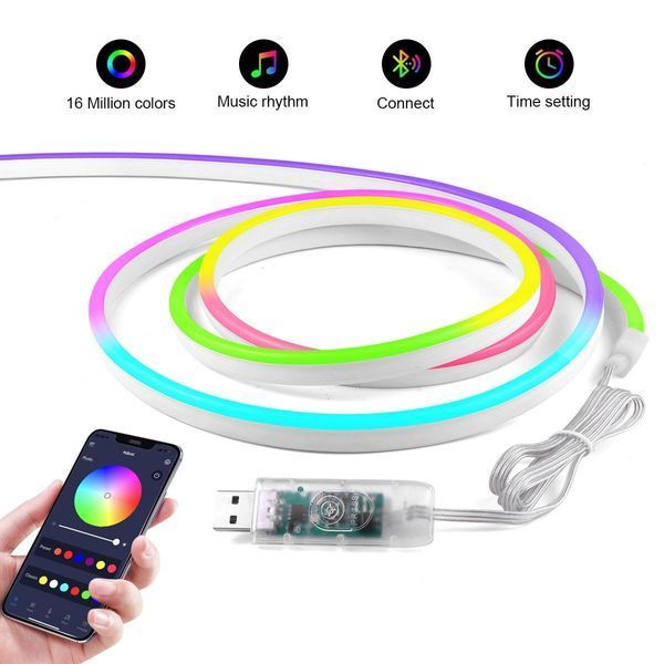 Розумна Неонова LED Стрічка RGBIC 5м (Dream Color) з Bluetooth та Пультом | Гнучкий Неон від USB 5V 2597181699 фото