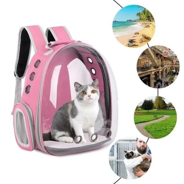 Рюкзак-переноска для кота кішки з панорамним виглядом Pink 2598377221 фото