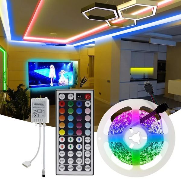Світлодіодна стрічка RGB 5050 90 LED 5 м з пультом 2324068495 фото