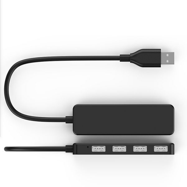Ультратонкий 4-портовий концентратор USB 2.0 HUB Чорний 2547336572 фото