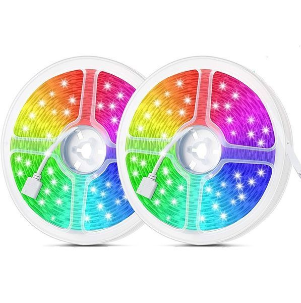 Світлодіодна стрічка вологозахищена IP65 RGB 5050 300LED 10 м (2&times;5 м) для вулиці з пультом ДК та блоком живлення 2423878633 фото