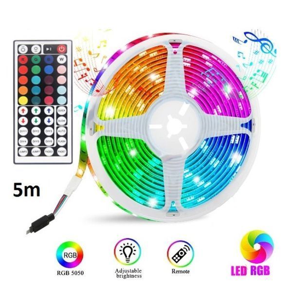 Світлодіодна стрічка вологозахищена IP65 RGB 5050 300LED 10 м (2&times;5 м) для вулиці з пультом ДК та блоком живлення 2423878633 фото