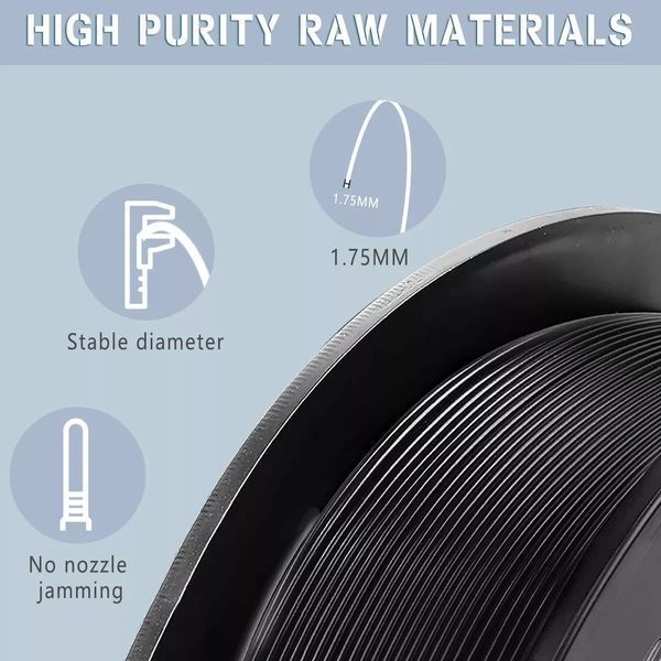 Філамент PLA пластик для 3D друку, 3D Filament 1 кг 1.75 мм Чорний 2612174266 фото